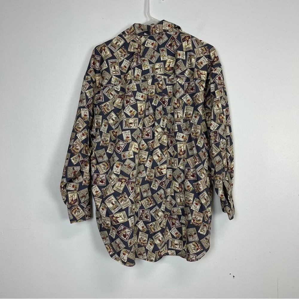 Banana Republic Safari Travel Shirt Mens Medium Ski Club Stamp AOP Button Down - Picture 5 of 10